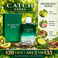 Catch Green EDT 100 mL with kiwi, bergamot, rosemary, geranium, cedar, and crystal moss notes