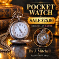 Silver pocket watch promotional sale graphic: $25, originally $49.95