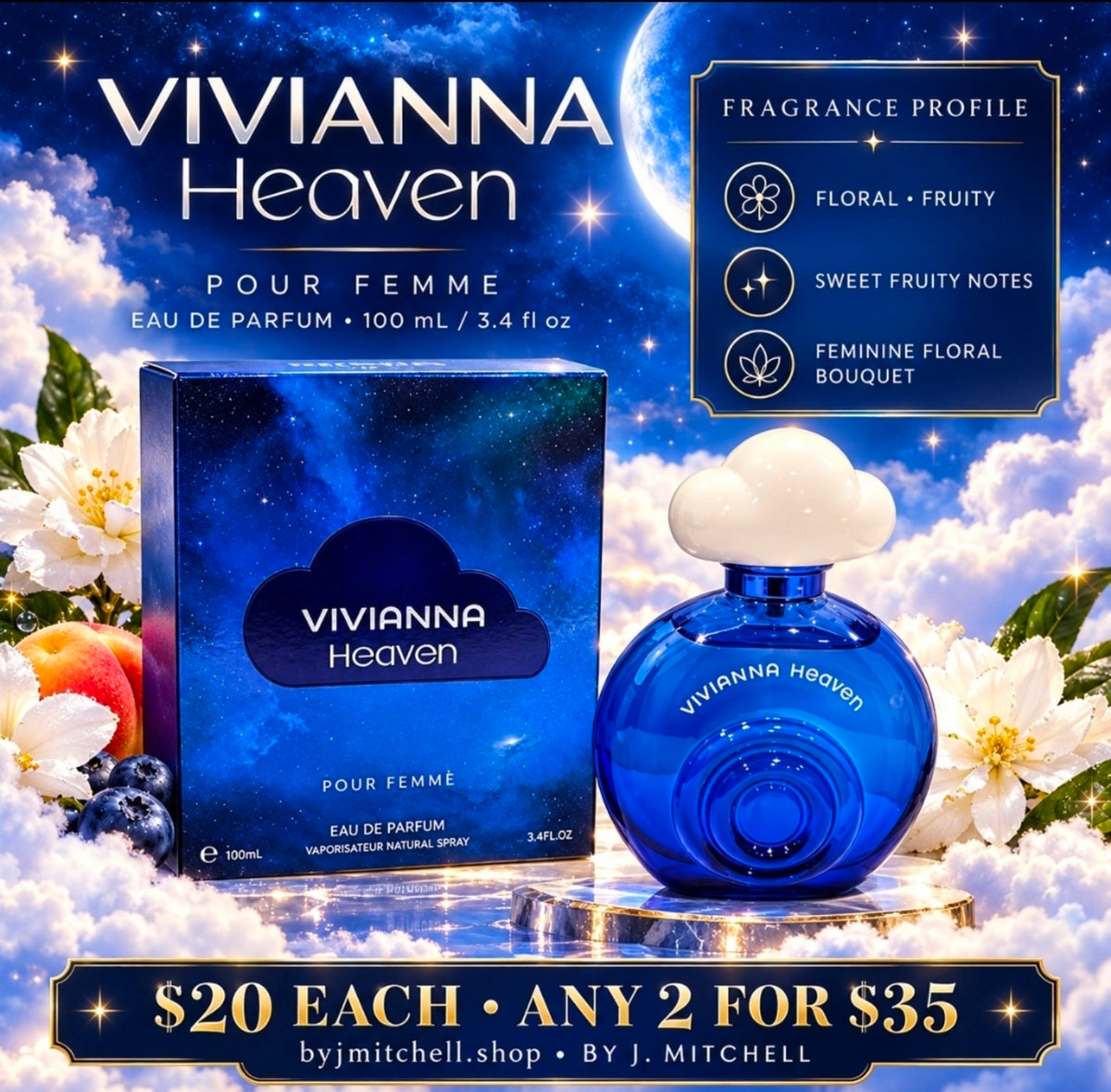 Vivianna Heaven Pour Femme Eau de Parfum, 100 ml, by Aroma Couture