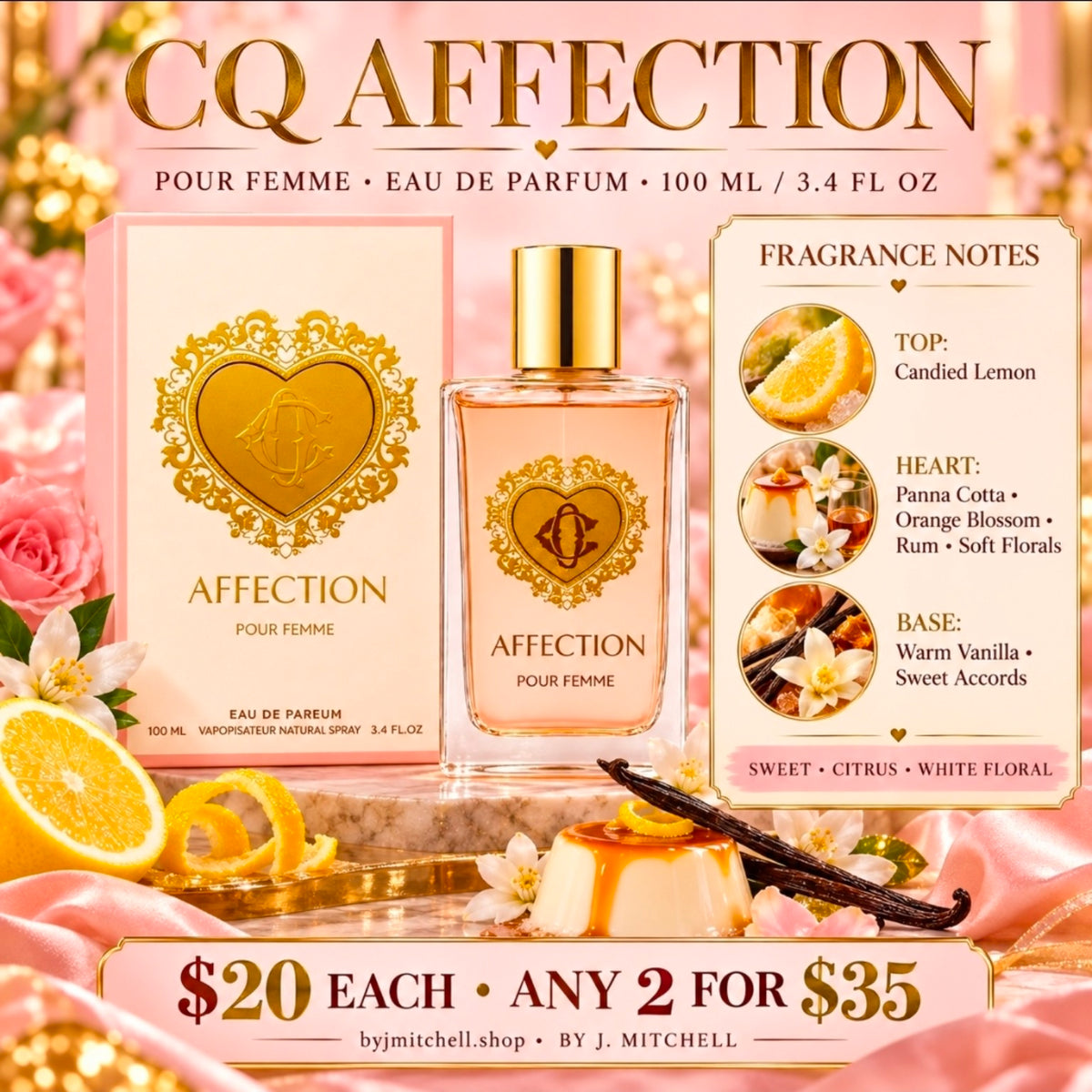 CQ Affection Pour Femme Eau de Parfum, 100 ml, fragrance notes