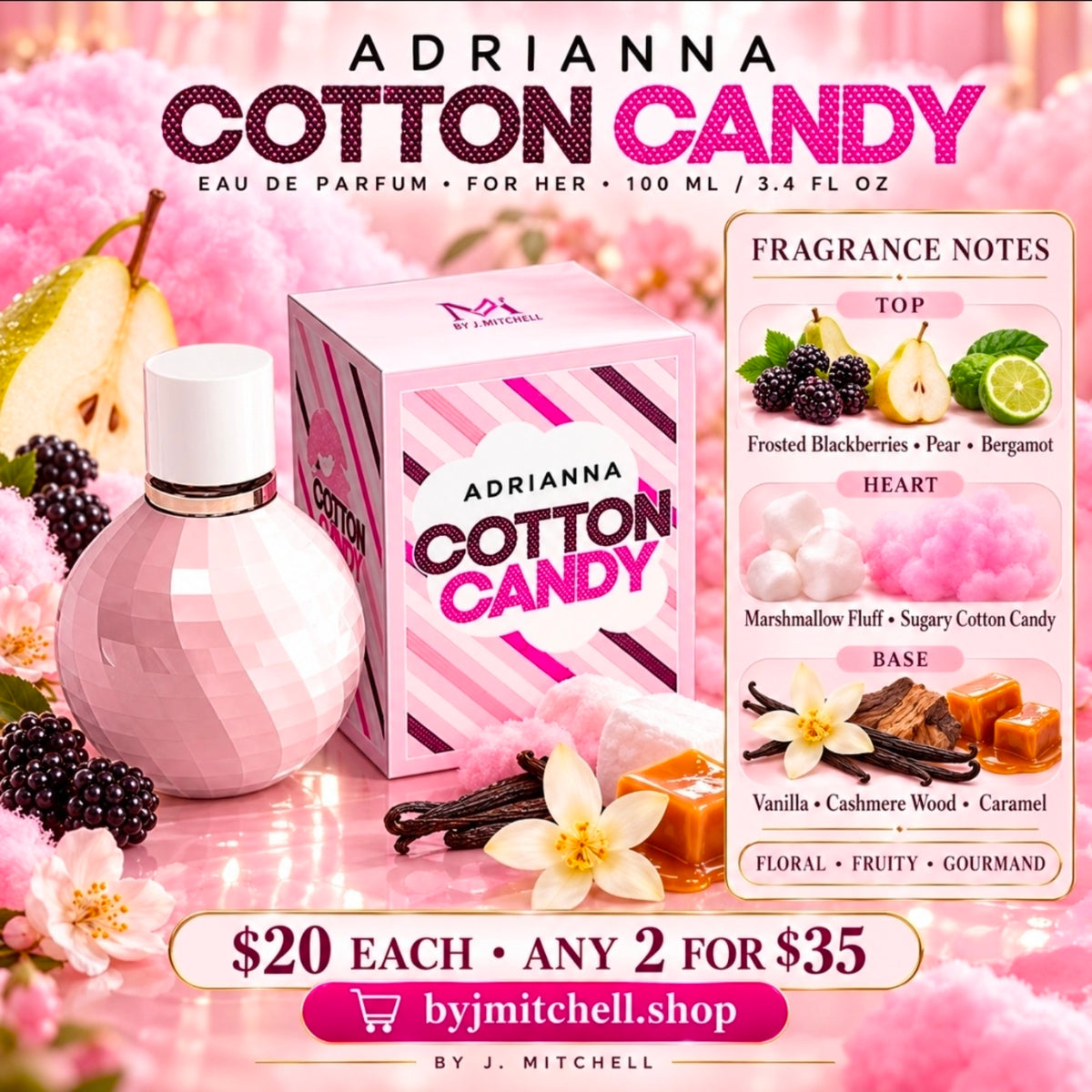 Adrianna Cotton Candy Eau de Parfum for Women, fragrance notes and store price
