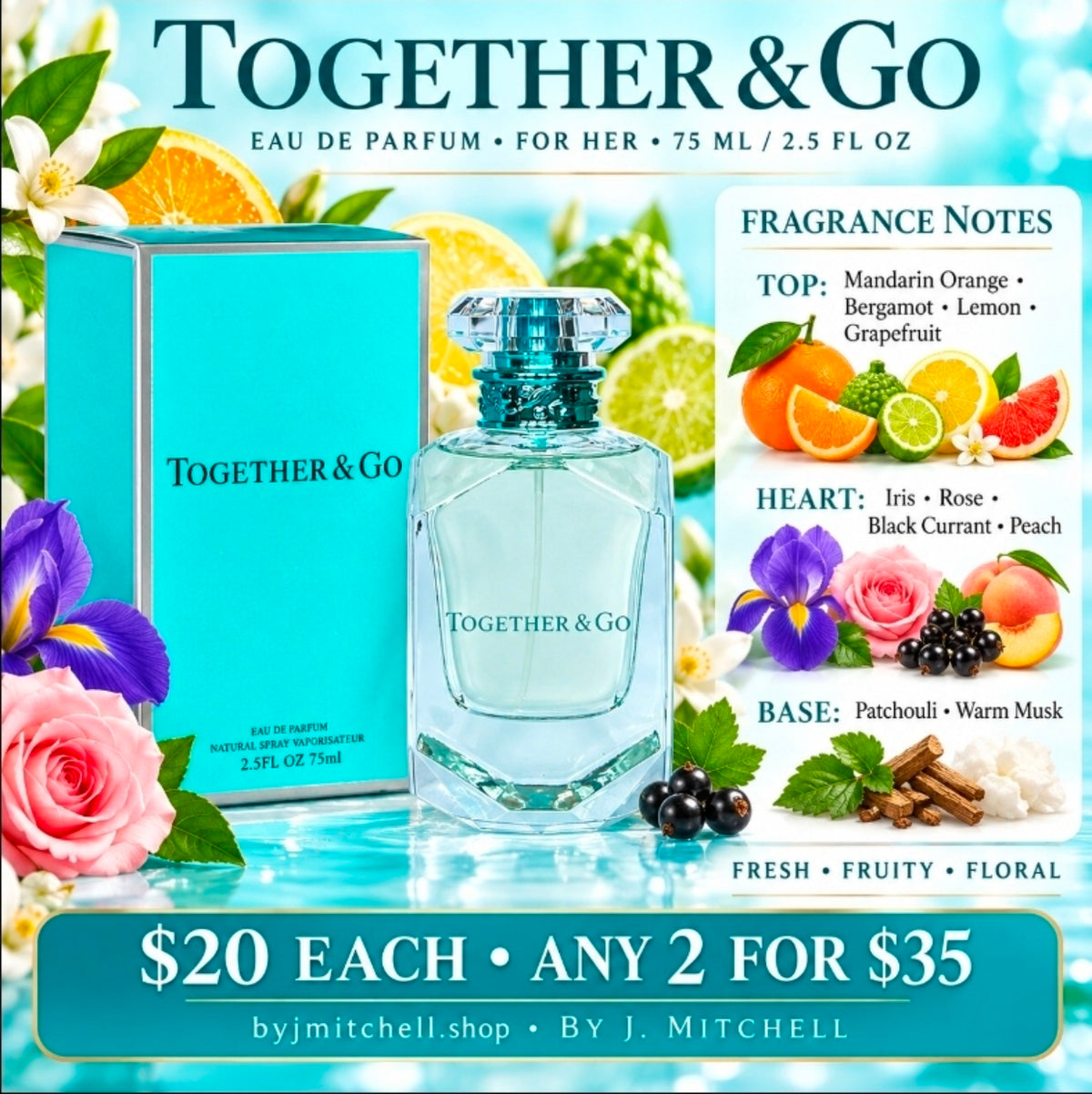 Together & Go Eau de Parfum, 75ml, with fragrance notes