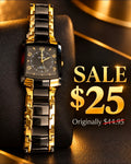 Black and Gold Rectangular Watch