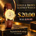 Gold-Tone Brown Leather Watch