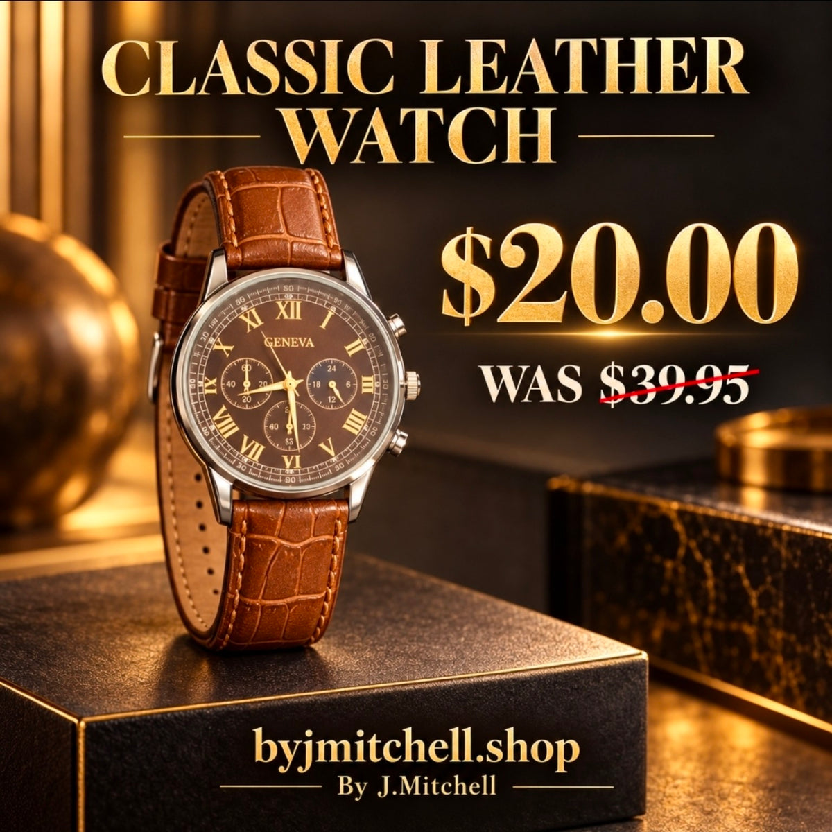 Classic Brown Leather Chronograph Watch