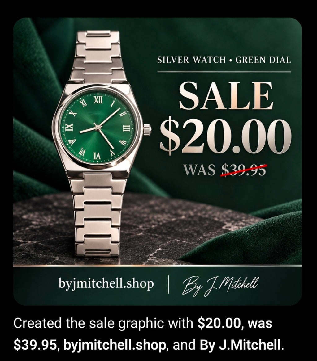 Silver Bracelet Green Dial Watch