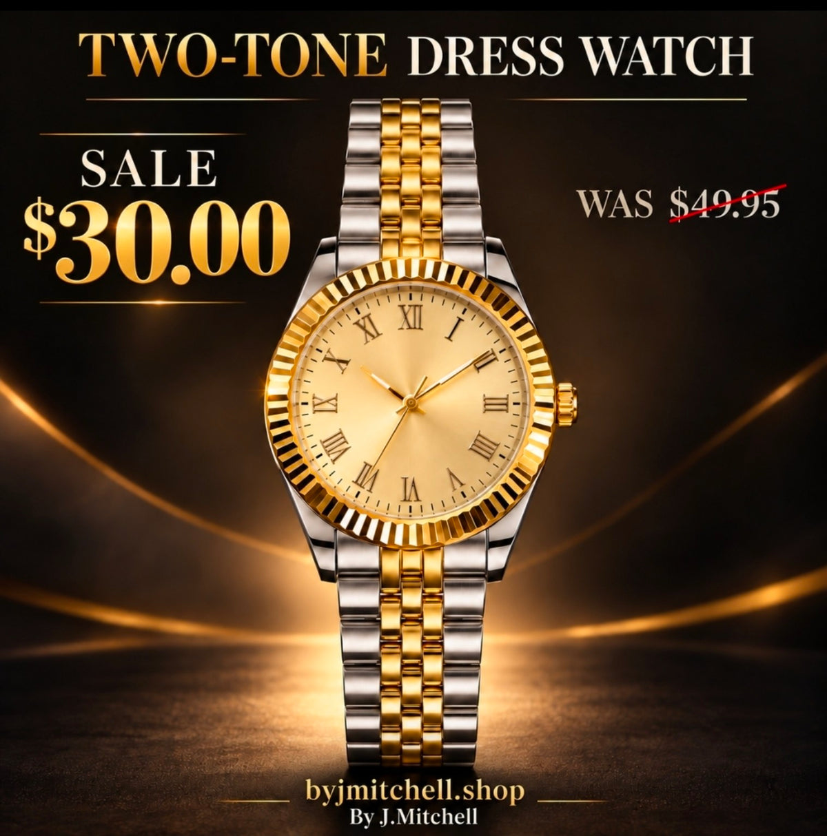 Two-Tone Gold and Silver Dress Watch