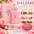 Daliah Eau de Parfum 100 ml promotional flyer with fragrance notes and pricing