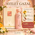 Ayelet Gazal Eau de Parfum flyer showing fragrance notes and offer