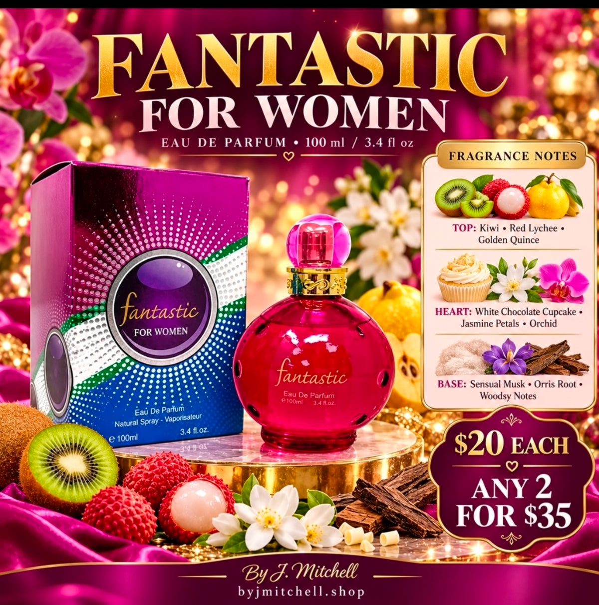 Fantastic for Women Eau de Parfum flyer with fragrance notes