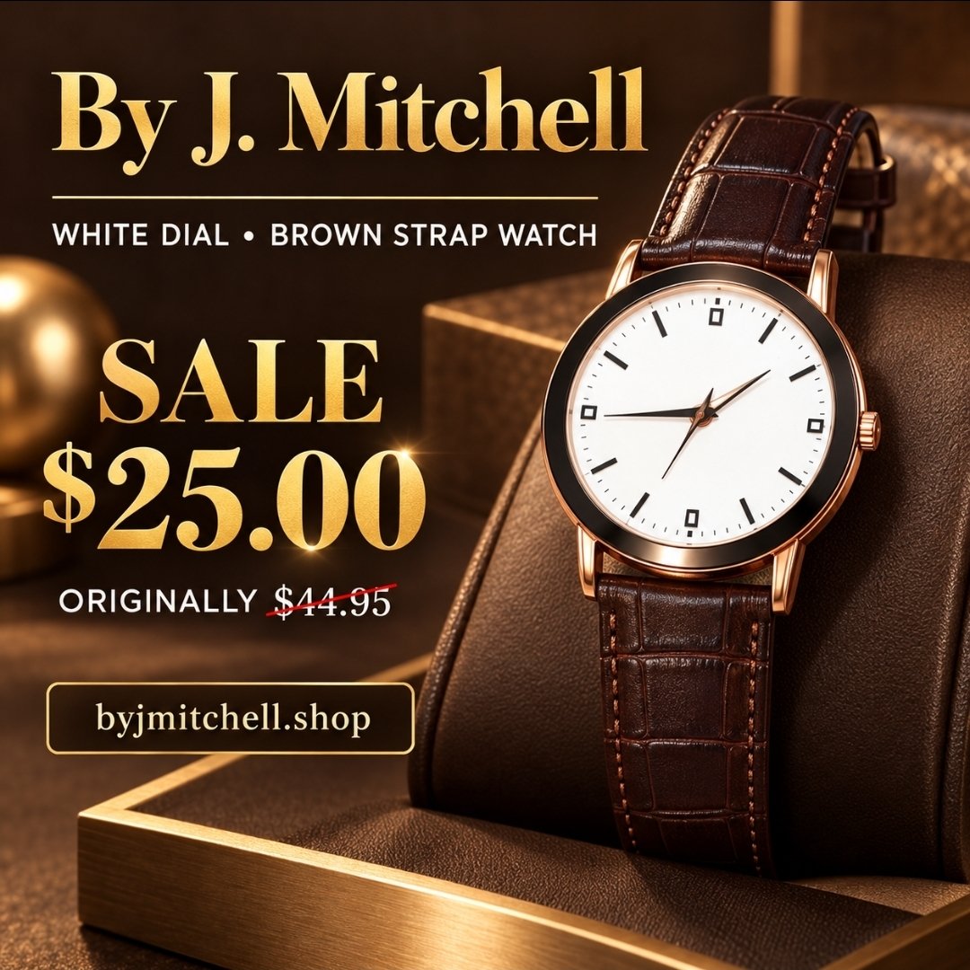 White Dial Brown Strap Watch