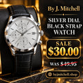 Silver Dial Black Strap Watch