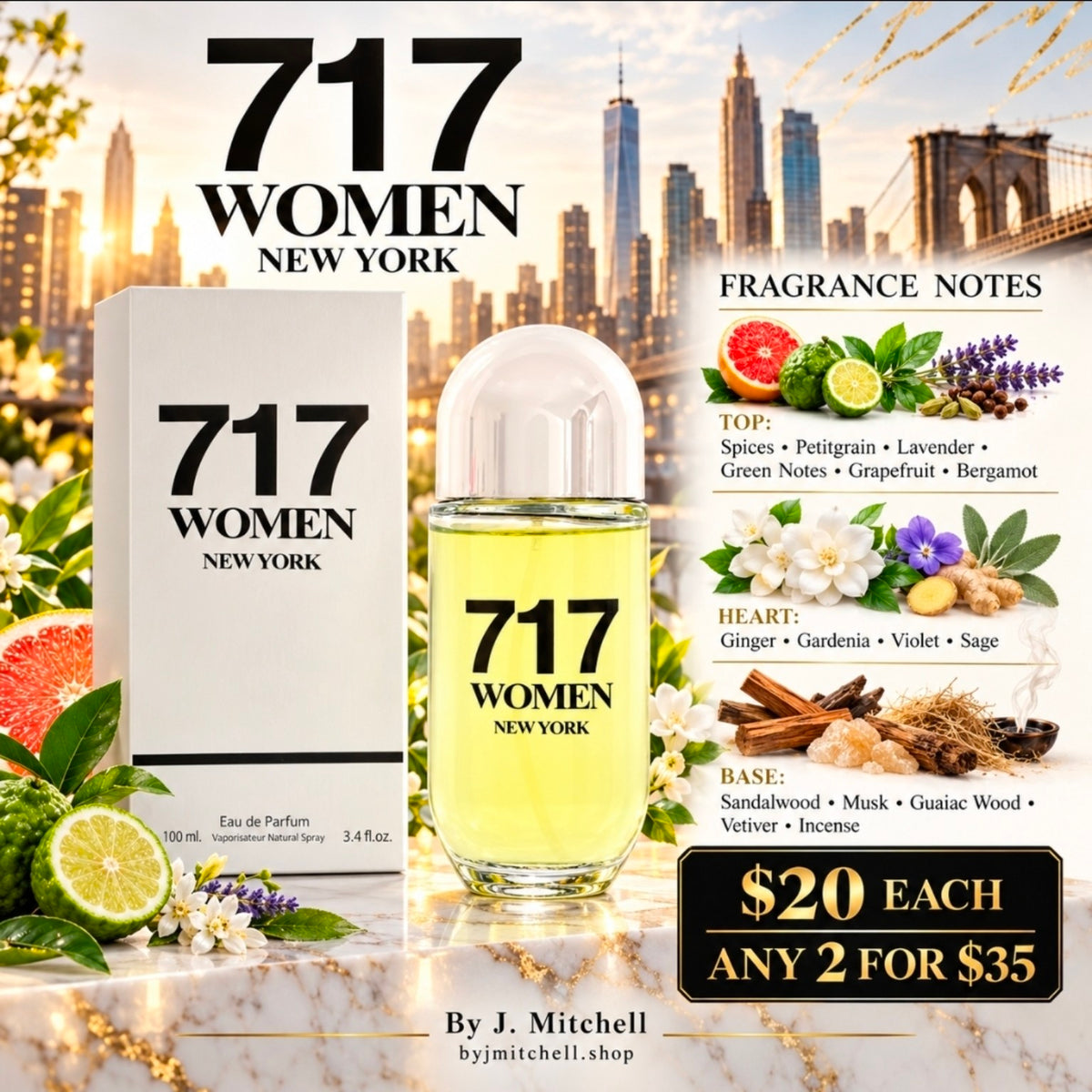 717 Women New York Eau de Parfum with fragrance notes and $20 / 2 for $35 offer