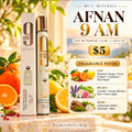Afnan 9 AM Eau de Parfum 35 ml travel spray promotional image with fragrance notes