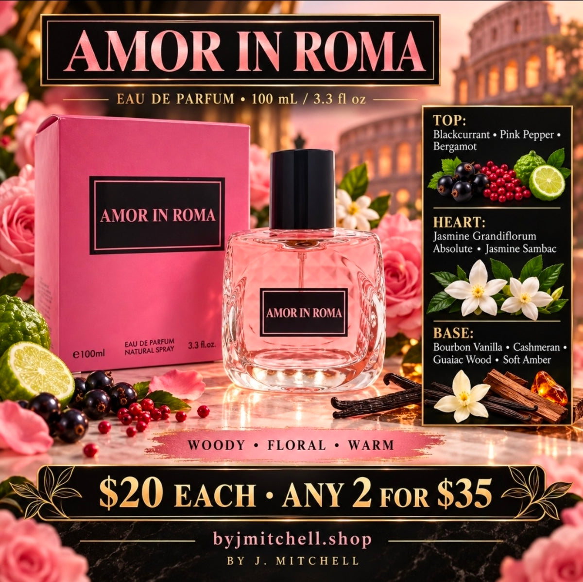 Amor in Roma EDP scent notes and $20 offer