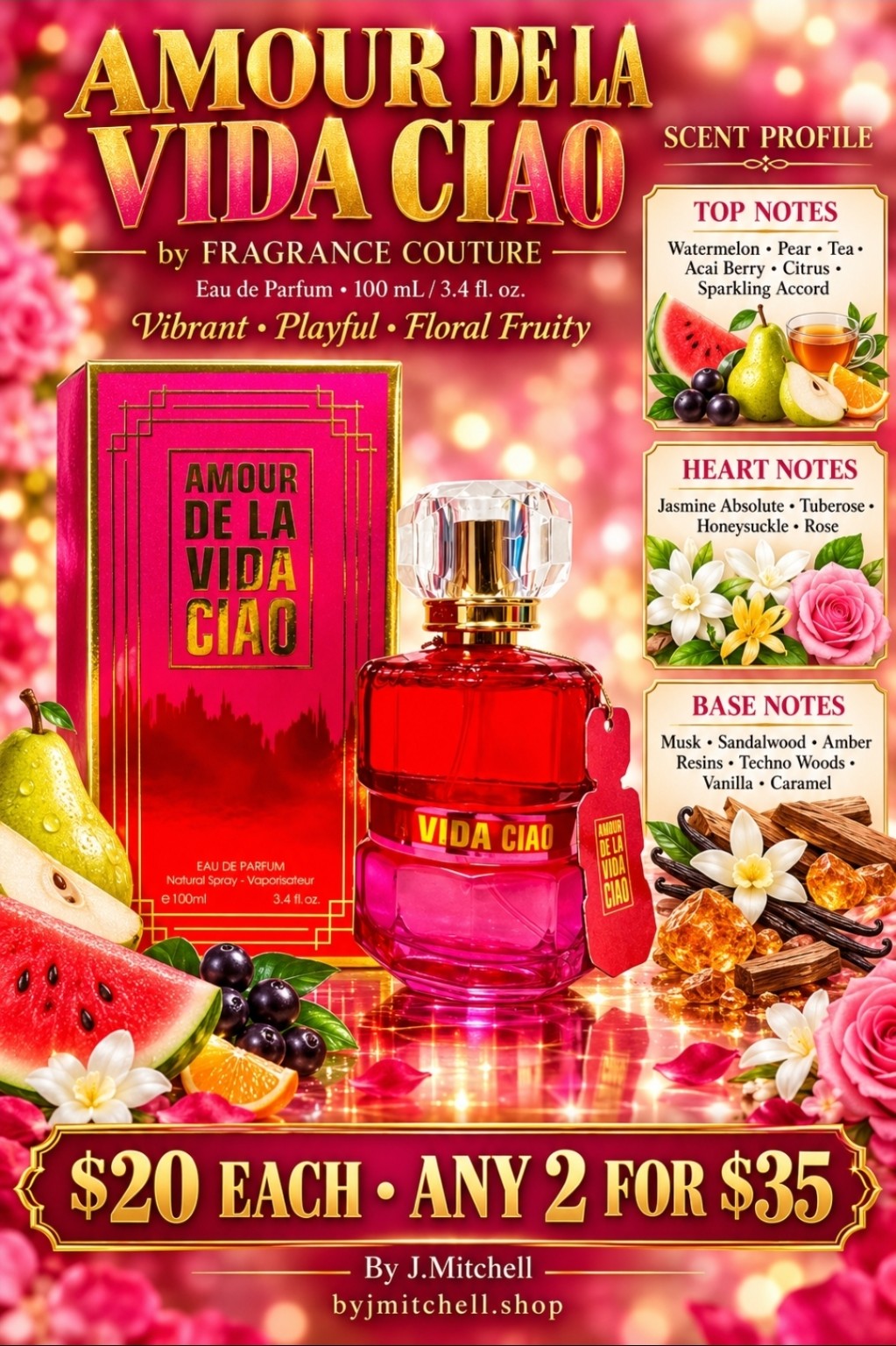 Amour De La Vida Ciao scent profile and $20 each / any 2 for $35