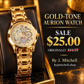 Aurion gold-tone bracelet watch with light dial