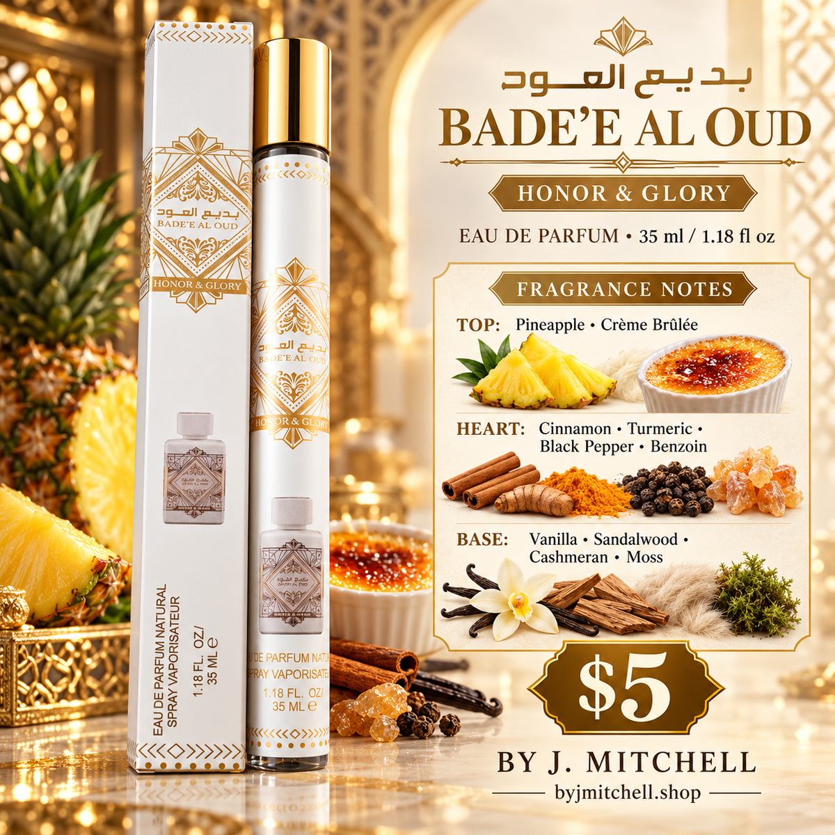 Bade'e Al Oud Honor & Glory 35 ml travel spray fragrance notes