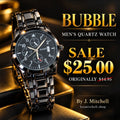 Bubble men's black dial quartz watch sale graphic