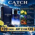 Catch Blu Eau de Toilette for Men fragrance notes, $20 each or any 2 for $35