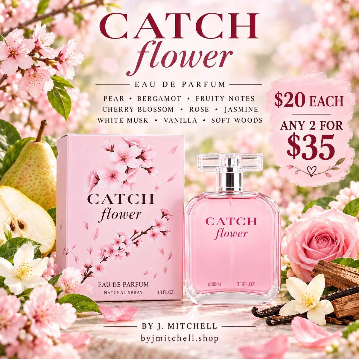Catch Flower Eau de Parfum promotional image by J. Mitchell