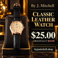 Rose-gold-tone watch with cream dial and black strap — $25, originally $44.95