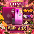 Coast Pure Magic Eau de Toilette with top, heart, and base fragrance notes and $20 or 2 for $35 offer