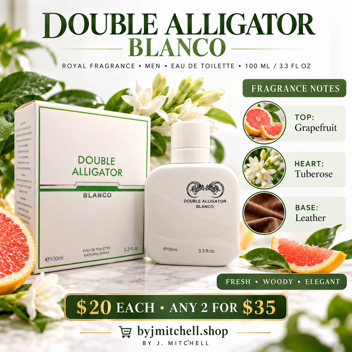 Double Alligator Blanco men's Eau de Toilette with fragrance notes and By J. Mitchell offer