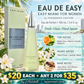 Eau de Easy / Easy Miami fragrance notes with By J.Mitchell branding