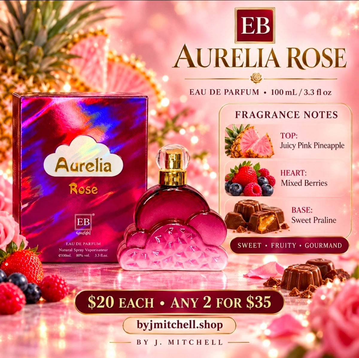 EB Aurelia Rose Eau de Parfum with fragrance notes