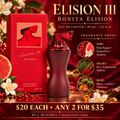Elision III Bonita Elision EDP with fragrance notes and By J. Mitchell branding
