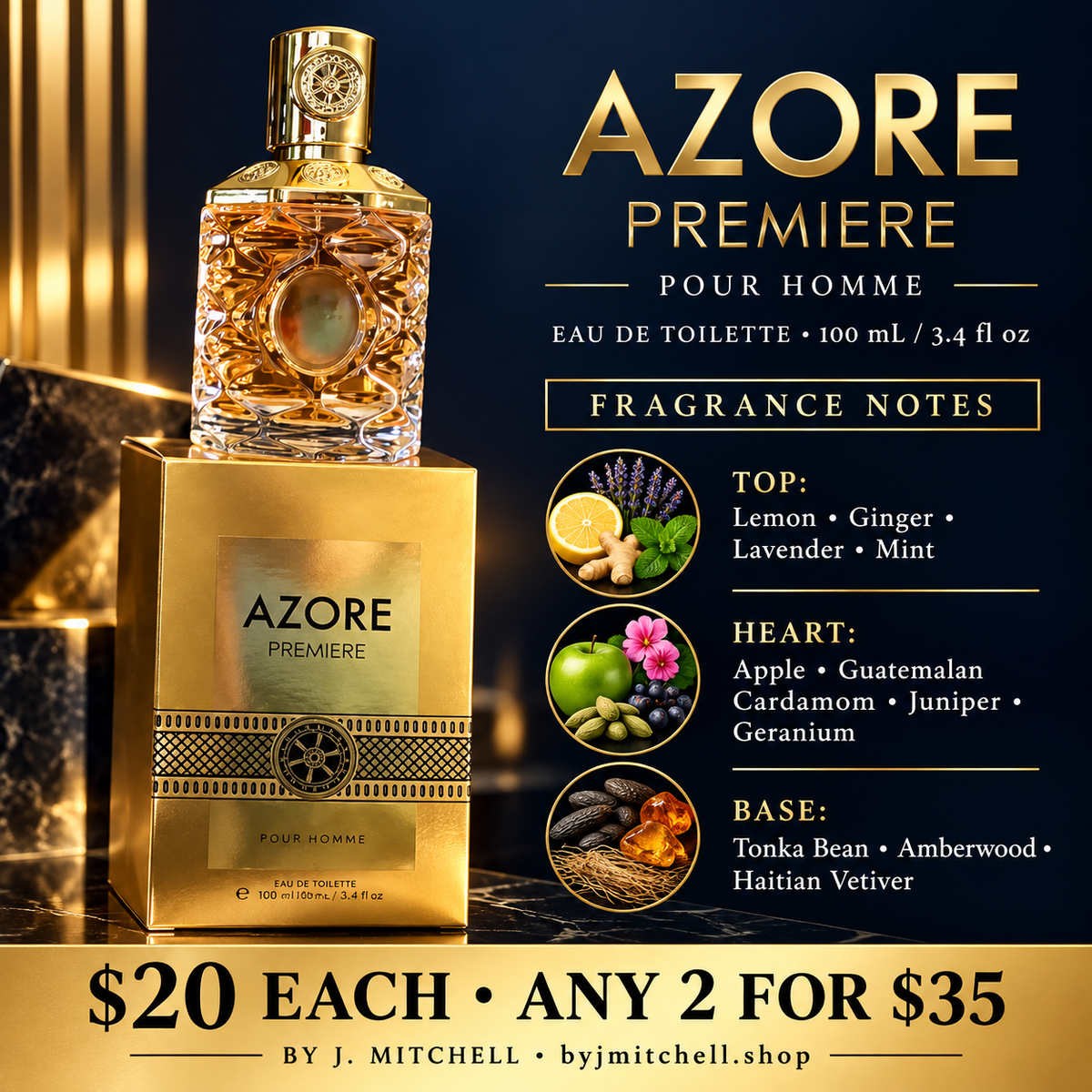 Azore Premiere Pour Homme Eau de Toilette and fragrance notes