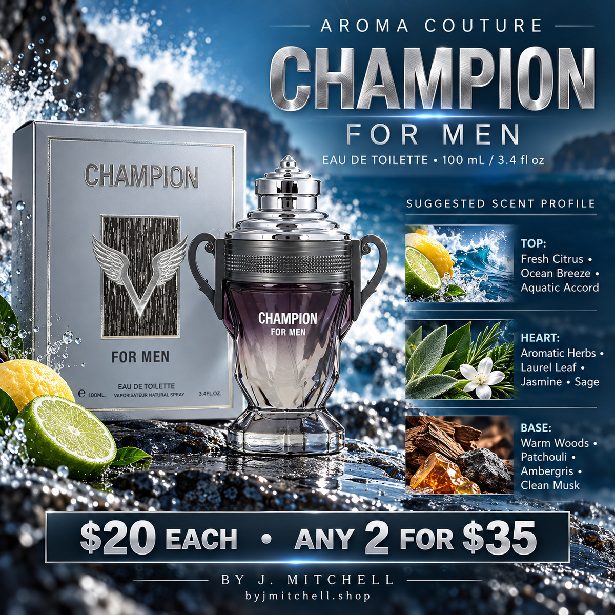 Aroma Couture Champion for Men with suggested scent profile