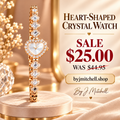 Heart-shaped crystal watch by J. Mitchell — $25 sale