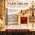Paris Dream Grand Palace Limited Edition EDP 100 mL with fresh amber woody profile, price offer, and By J. Mitchell branding