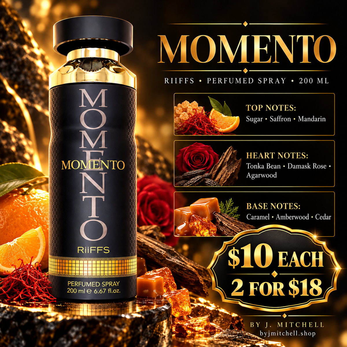 RiiFFS Momento 200 mL perfumed spray with fragrance notes and price offer