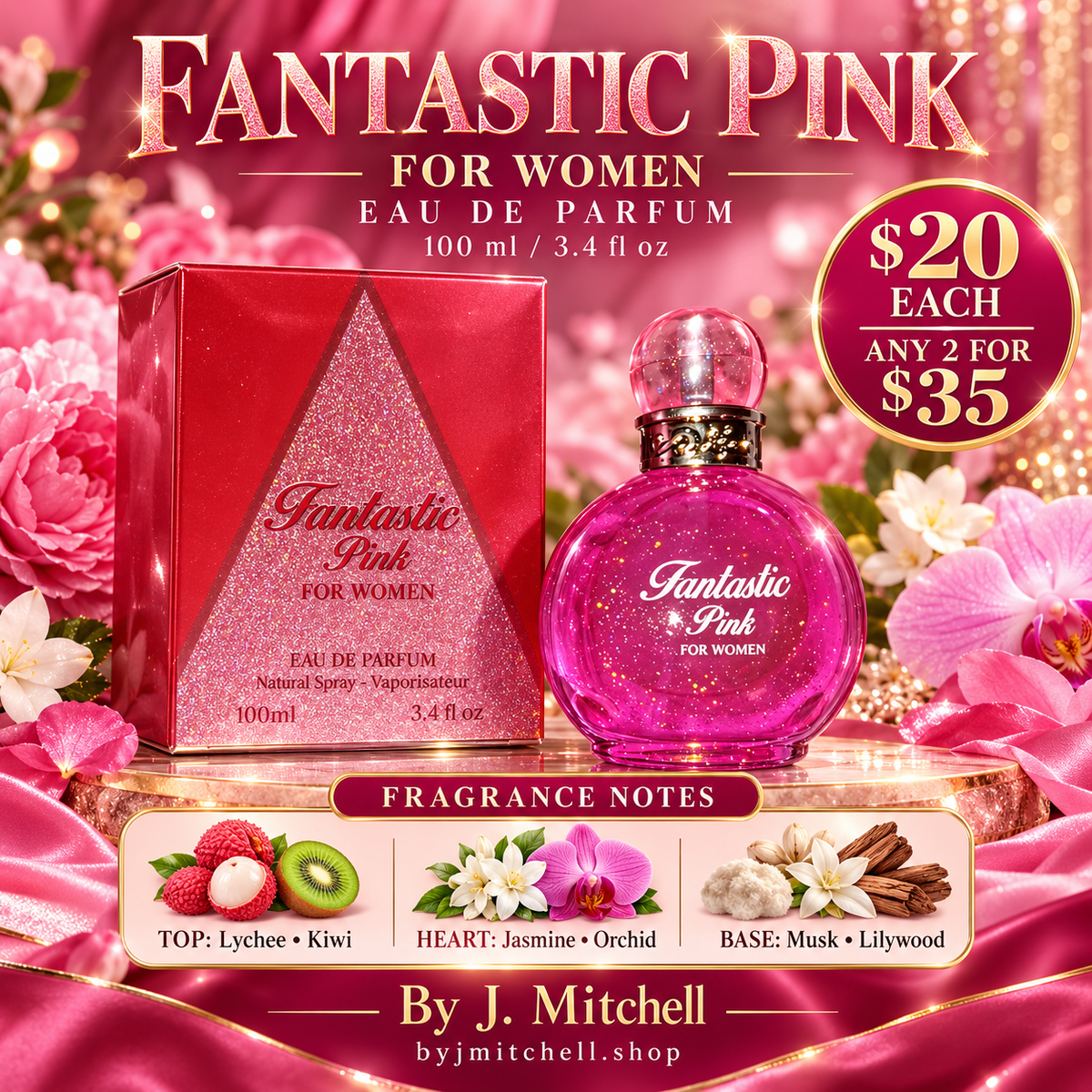 Fantastic Pink Eau de Parfum for Women, fragrance notes, $20 each or any 2 for $35