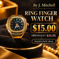 Gold-tone ring finger watch sale graphic — $15, originally $34.95