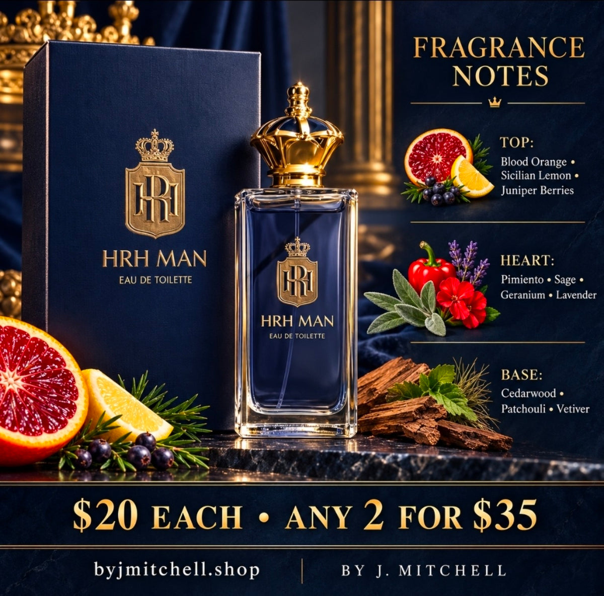HRH Man Aroma Culture EDT with citrus, aromatic, and woody fragrance notes