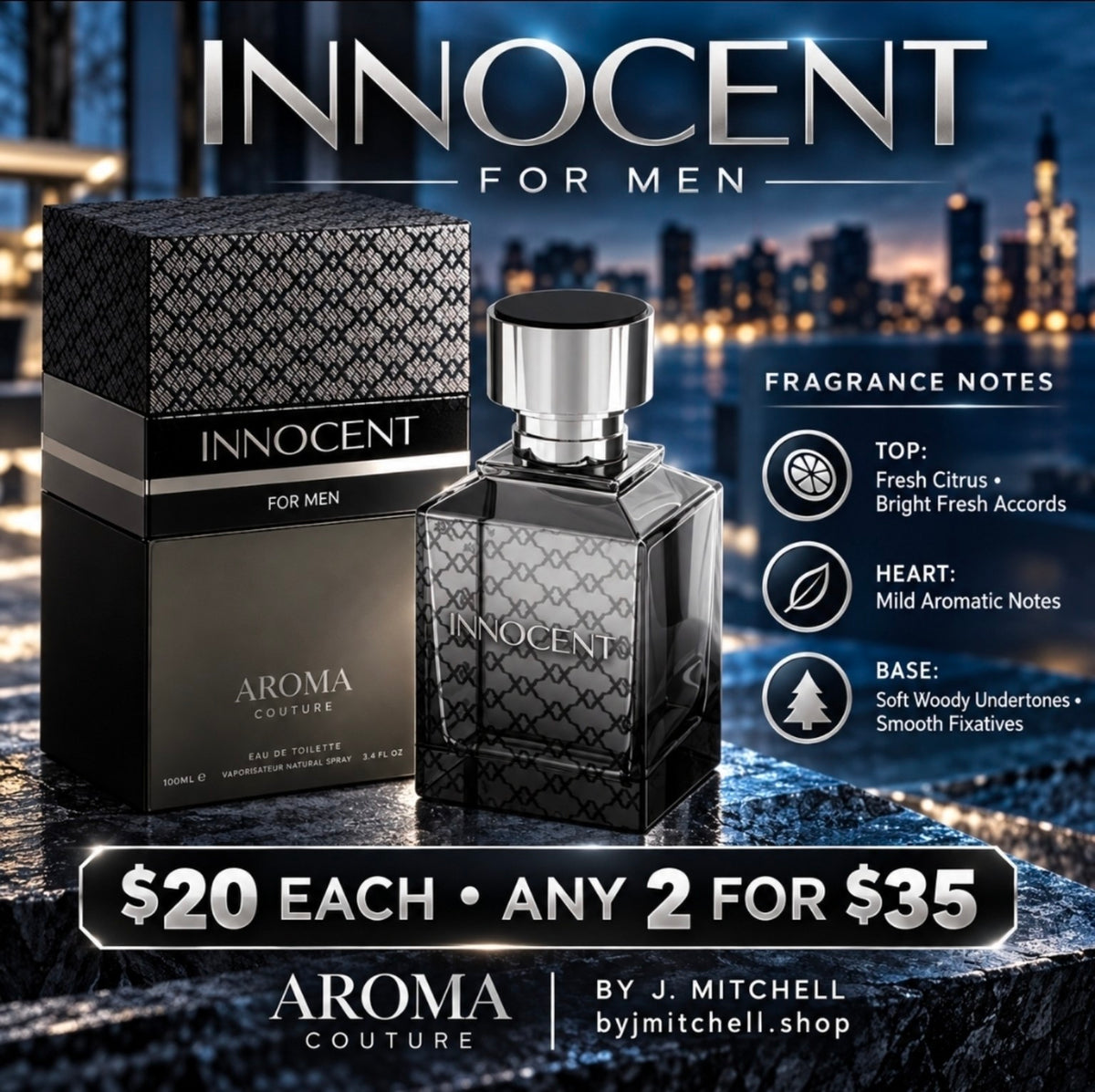 Innocent For Men Eau de Toilette by Aroma Couture, fragrance notes and $20 / 2 for $35 offer