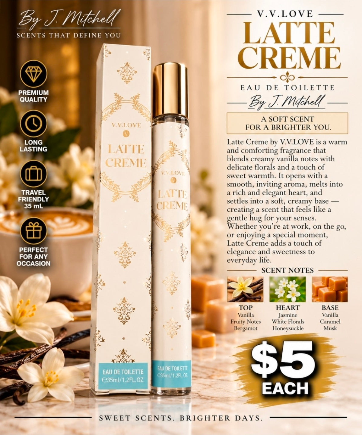 Latte Creme travel fragrance by J. Mitchell