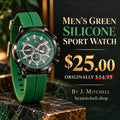 Men’s green silicone sport watch with dark case