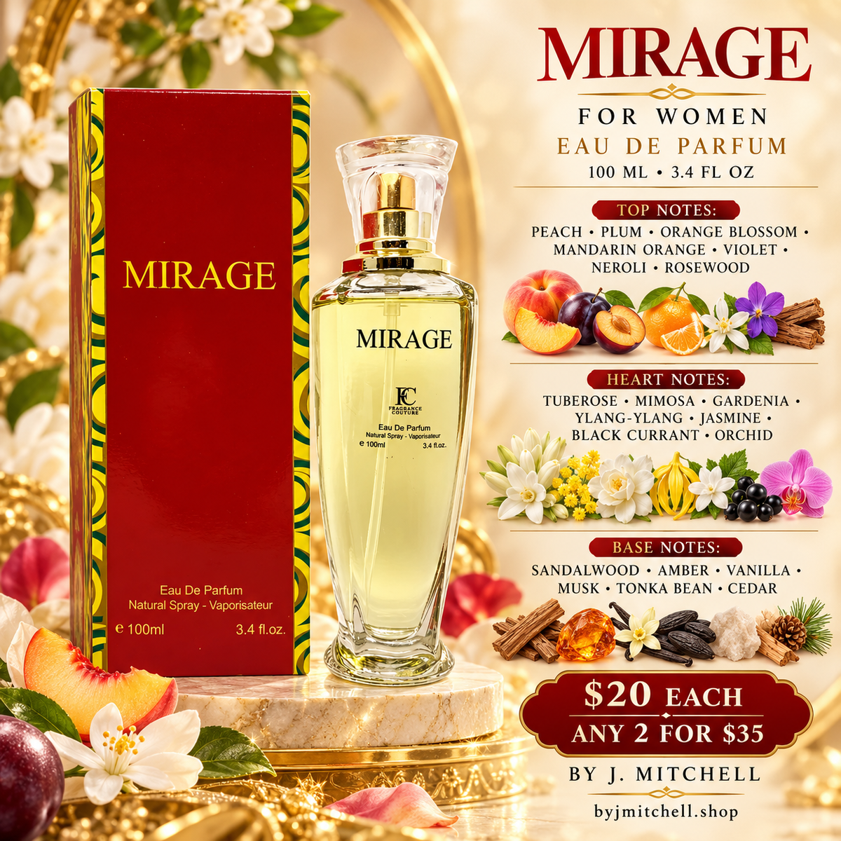 Mirage for Women Eau de Parfum with fragrance notes
