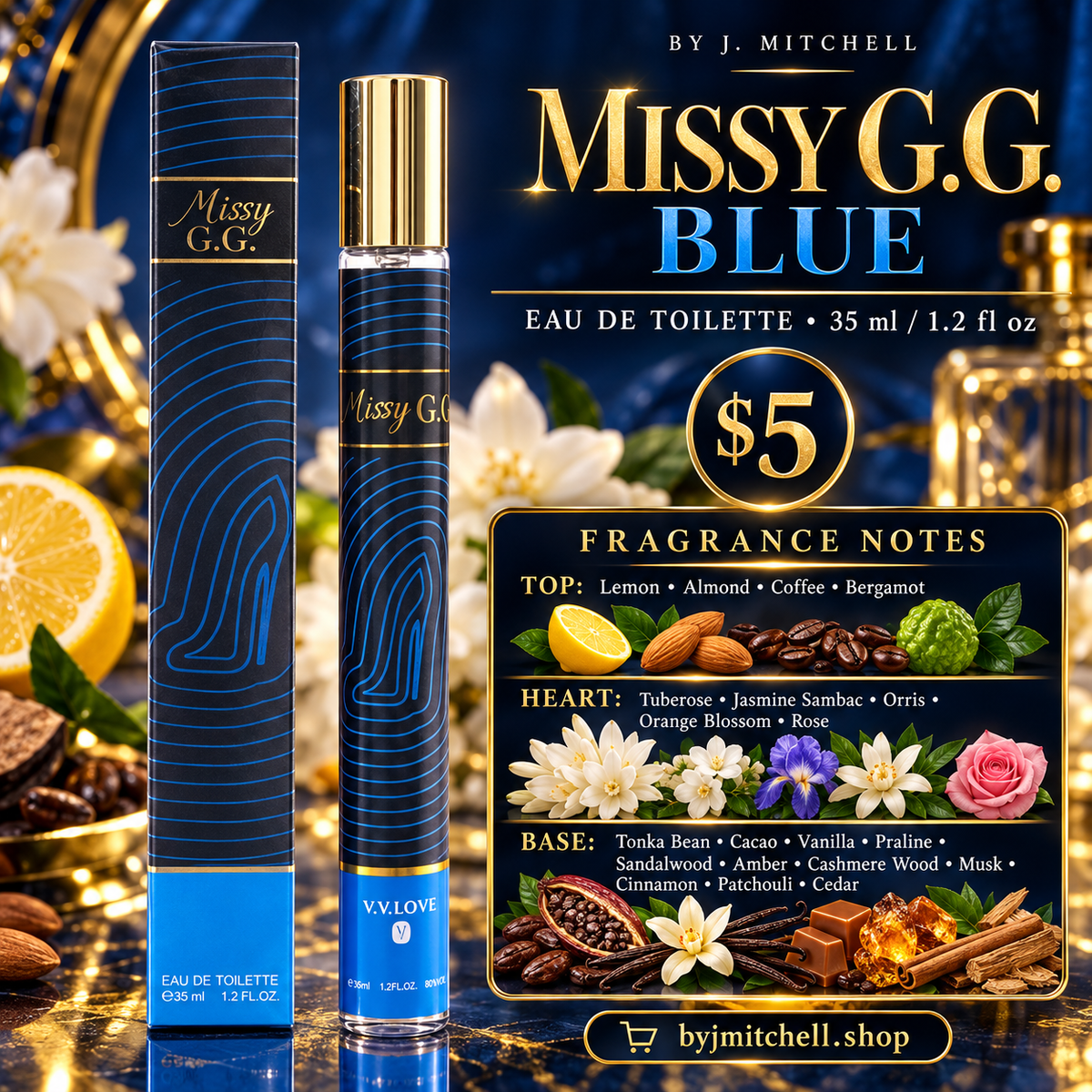 Missy G.G. Blue by V.V. LOVE 35 ml travel spray, $5, with fragrance notes byjmitchell.shop