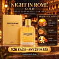 Night in Rome Gold for men fragrance notes, $20 each or any 2 for $35