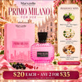 Primo Milano For Her fragrance notes and $20 promo graphic