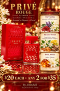 Privé Rouge by Emper 100mL with suggested scent notes and By J.Mitchell pricing