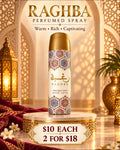 Raghba perfumed spray — $10 each or 2 for $18