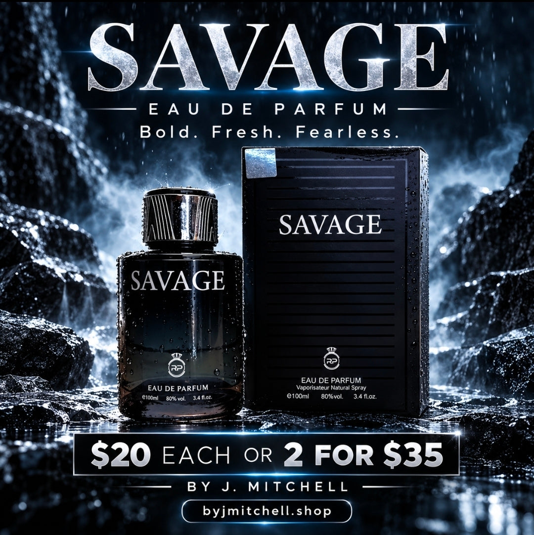 Savage EDP by By J. Mitchell, bold fresh fearless eau de parfum for men, 100ml