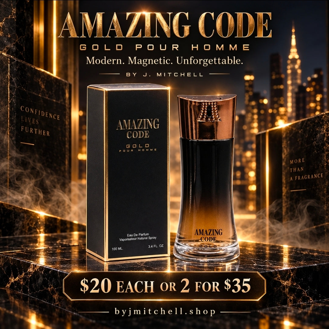 Amazing Code Gold Pour Homme by By J. Mitchell, modern magnetic eau de parfum for men, 100ml
